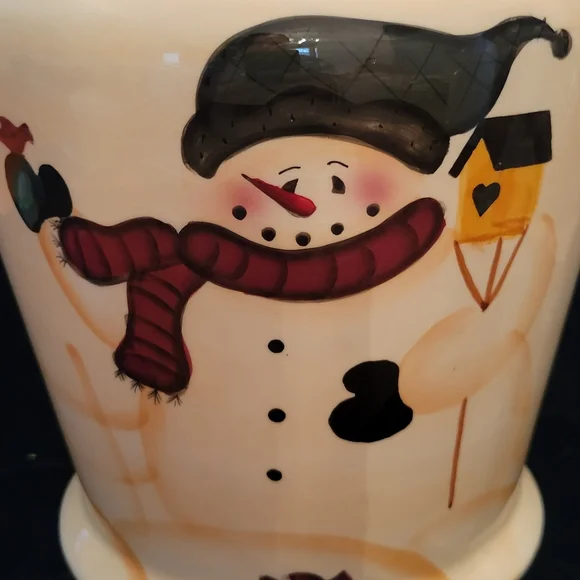 CRAZY MOUNTAIN SNOWMAN WITH BIRD COOKIE JAR - Picture 2 of 8